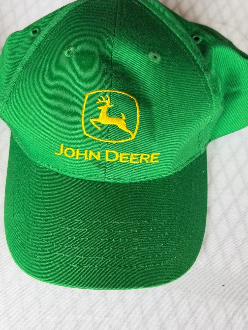 John Deere Embroidered Snapback Hat Lot of 2 Green Tan Adjustable Cap